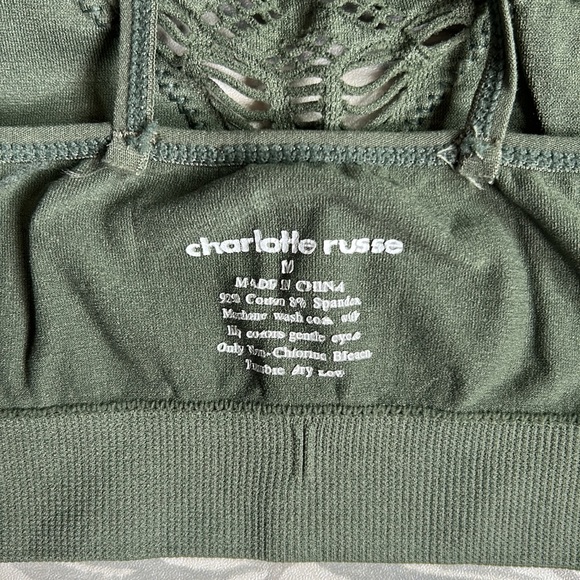 CHARLOTTE RUSSE | WOMEN'S OLIVE GREEN CUT OUT BRALETTE - Picture 3 of 8